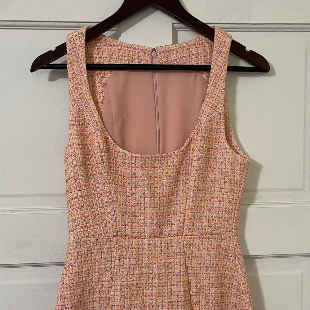 Chic Tweed Midi Dress in Pink - Picture 2 of 5